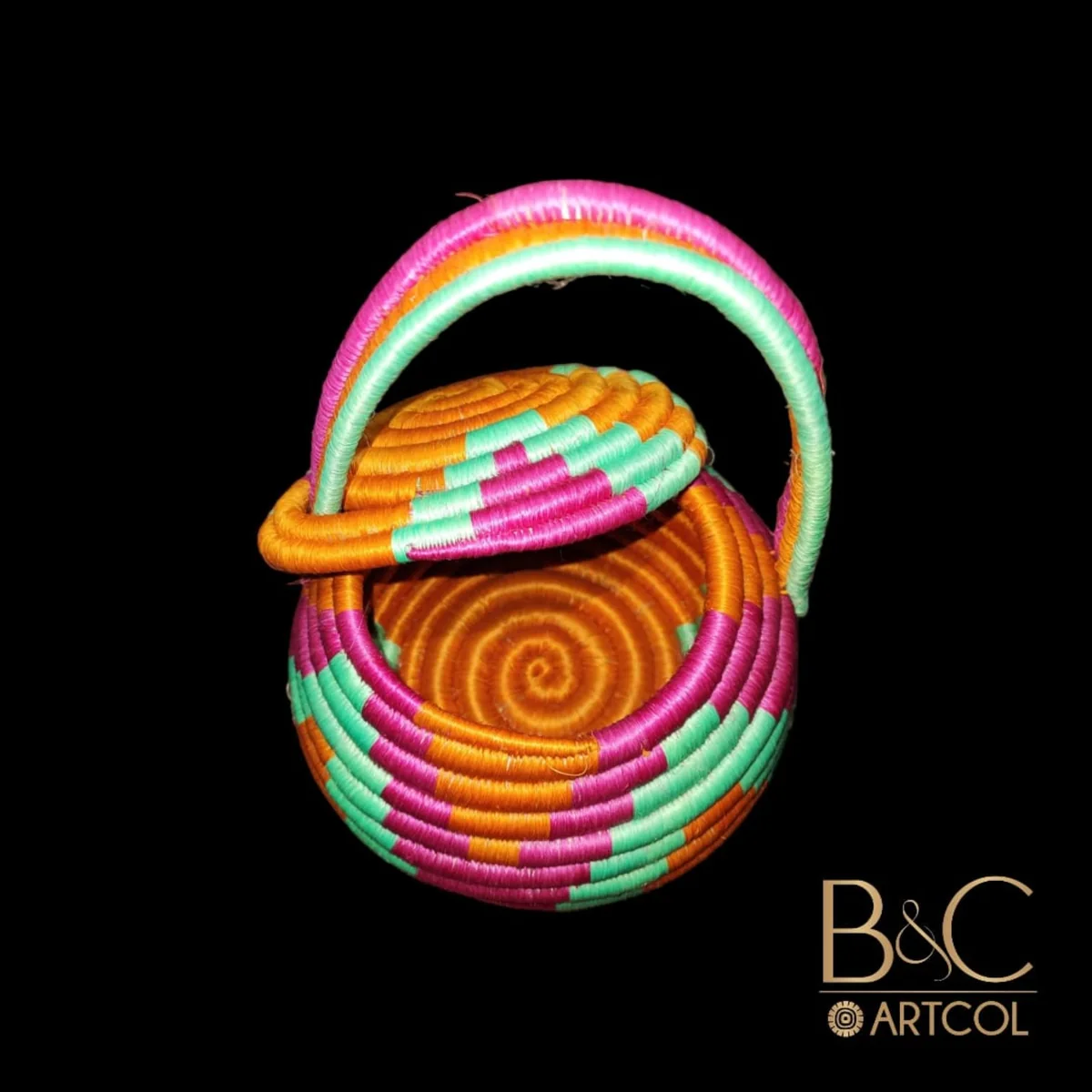Open colorful Colombian basket